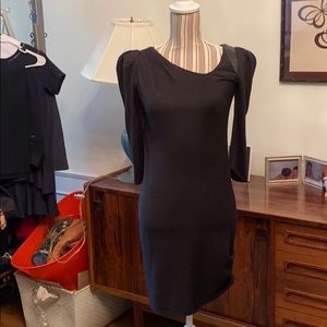 Julie Haus knit dress w/leather detail @ shoulder